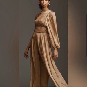Anthropologie One Shoulder Metallic Jumpsuit - NWT